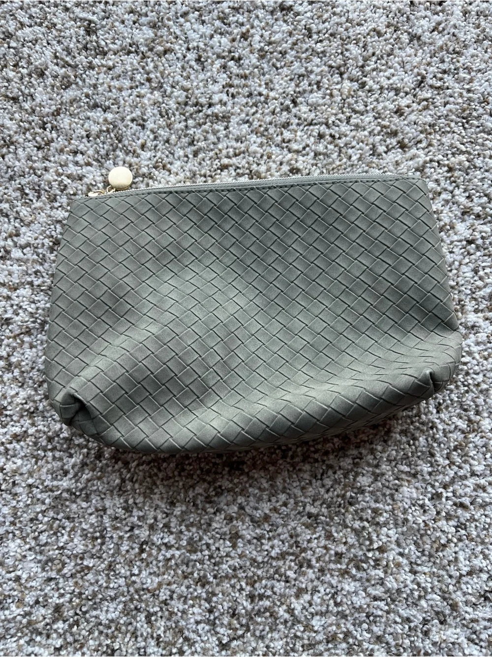 Woven Olive Green Cosmetic Pouch